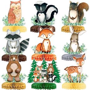 9 قطع زينة مركزية للطاولة بنمط حيوانات الغابة وحيوانات الغابة وحفلات استقبال المولود وديكورات عيد الميلاد بطابع الغابة وديكورات حفلات استقبال المولود الجديد in Kuwait