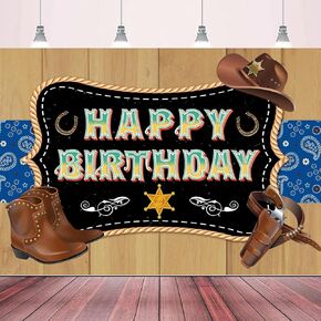 Wild West Cowboy Happy Birthday Party Photo Photography Prop Booth Background Banner Western Country Cowboy Party, Baby Shower Party, Western Themed Party Decorations 70.87x47.24in-BECKTEN in Saudi Arabia