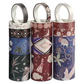 VIPITH Washi Tape,15 Rolls 8/10/15/30/50mm Wide Washi Masking Tape Set with Four Tape Sub-mounting Boards,Decorative for Craft,Kids,Scrapbook, Arts, DIY Crafts,Card/Gift Wrapping in Kuwait