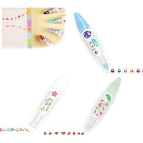 HYOIIO 3 قطع قلم شريط جيب - DIY حيوانات لطيفة اضغط على قلم تزيين، 2023 شريط واشي تصحيح جديد لأظرف القصاصات الثابتة in Kuwait