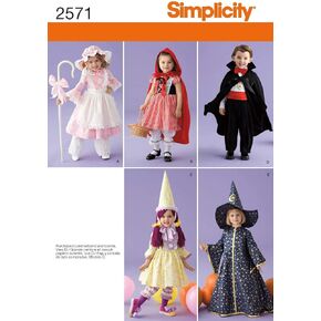 Simplicity 2571 Little Bo Peep, Little Red Riding Hood, Dracula, Clown and Wizard Sewing Pattern for Toddlers Halloween Costume by Wrights, Sizes A 1/2-4 in Saudi Arabia