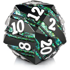 نرد Lager D20 DND معدني DNDND 33 مم قالب معدني كبير مع صندوق هدايا رائع للأبراج المحصنة والتنينات (قوس قزح) in Kuwait