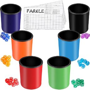 6 قطع من كأس النرد للعبة Farkle، كوب من جلد البولي يوريثان من النرد، كوب تكديس النرد مع 36 قطعة من النرد الملون، 6 قطع من بطاقات الأداء Farkle، مجموعة النرد لألعاب النرد Yahtzee، مستلزمات الحفلات العائلية in Saudi Arabia