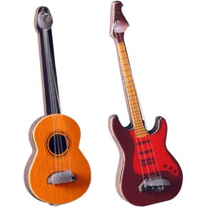 قطعتان من نموذج جيتار مصغر من توياندونا، آلة موسيقية مصغرة لبيت الدمى، جيتار كهربائي خشبي، زخارف موسيقية صغيرة، ديكور منزلي in Kuwait