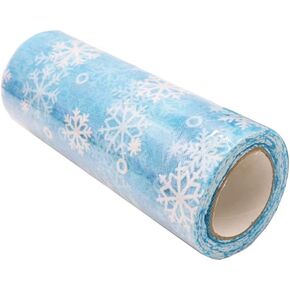 Artibetter Christmas Snowflake Tulle Roll Glittering Organza Gauze Snowflake Ribbon 15cm 10Yards (Black)