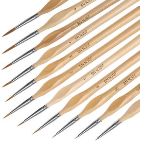 اس ان ان جيه دي اف مجموعة فرش طلاء دقيقة - 11 فرشاة مصغرة للرسم الفني وصنع النماذج - اكريليك، الوان مائية، زيت، وورهامر 40 قيراط in Kuwait