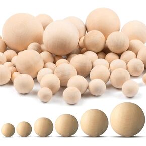 600Pcs Wooden Beads for Crafts 5 Sizes Bulk, Natural Round Wood Beads Drilled Holes with 20 Meter Jute Twine for Decoration Wooden Beads Garland and DIY Crafting - 10/12/14/16/20mm