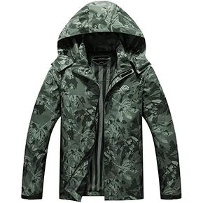 OTU Men's Lightweight Waterproof Hooded Rain Jacket Outdoor Raincoat Shell Jacket for Hiking Travel
