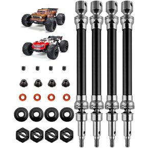 ترقيات عمود محرك Rcarmumb Rc CVD لـ 1/10 Arrma Outcast 4s Blx V1/Kraton 4s Blx V1، 4 قطع ترقيات المحاور الخلفية الأمامية، الفولاذ المعدني الصلب #45 عمود القيادة، (أكثر قوة) أزرق داكن
