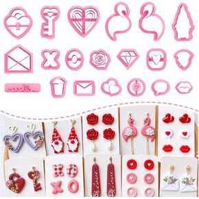 Keoker Valentines Day Polymer Clay Cutters, 10 Shapes, for Earrings Making, Small, Unique, Holidays, Adult