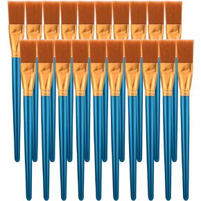 10 Pieces Paint Brushes for Acrylic Painting, Nylon Paint Brushes 1 Inch Wide Flat Paint Brushes Set for Artists Professional Amateurs Gouache & Acrylics Watercolors Gouache Inks Oil Tempera Black