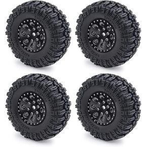 مجموعة عجلات وإطارات WEFEINO 4 قطع مقاس 1.0 بوصة لسيارة 1/18 TRX4M 1/24 المحورية SCX24 Deadbolt RC الزاحفة (برتقالي)