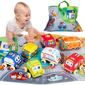 Car Toys for 1 Year Old Boy, Soft Baby Toys Set, Pull Back Car Vehicle Set Birthday Gifts Toys for Baby Toddlers Age 1 Year Old (7 Sets) in Saudi Arabia