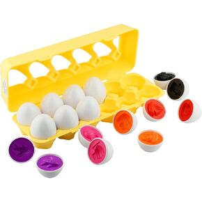 Dimple Fun Easter Egg Matching Toy Set (12 Eggs) - Toddler STEM Easter Basket Stuffers, Shape Recognition & Color Sorting Toys, Educational Easter Eggs for Kids, Play Egg Puzzle Set in Kuwait