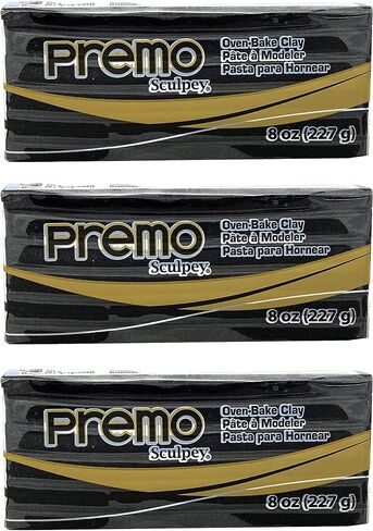 Premo Sculpey Polymer Black Clay - Oven-Baked Clay 8 Ounce (Pack of 3) in Saudi Arabia