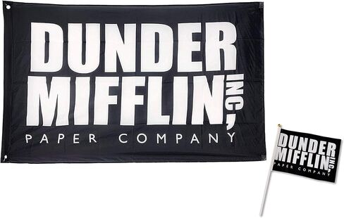 الدعائم التلفزيونية الرائعة - علم Dunder Mifflin (5.5 بوصة × 8.3 بوصة) ولافتة (3'x5 بوصة) - بضائع عرض المكتب in Kuwait