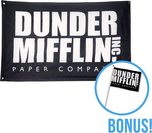 الدعائم التلفزيونية الرائعة - علم Dunder Mifflin (5.5 بوصة × 8.3 بوصة) ولافتة (3'x5 بوصة) - بضائع عرض المكتب in Kuwait