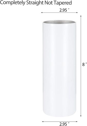 YOUKE OLA Sublimation Skinny Tumbler Straight Blank White 20oz - Sublimation Tumblers for Heat Transfer, Stainless Steel Coffee Cup with Shrink Wrap Sleeve & Straw | Vinyl DIY Gifts, 8 Pack in Saudi Arabia