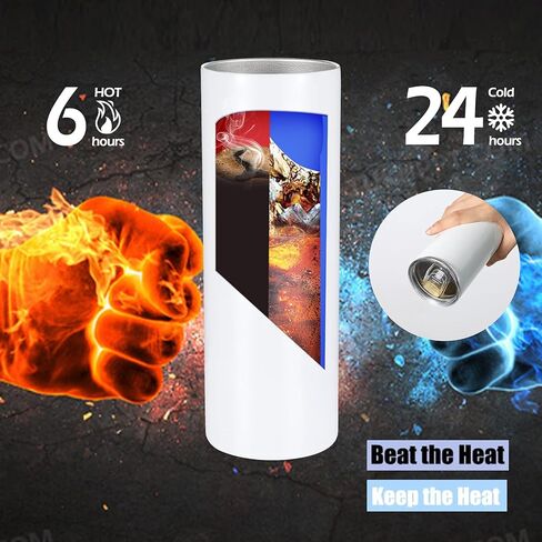 YOUKE OLA Sublimation Skinny Tumbler Straight Blank White 20oz - Sublimation Tumblers for Heat Transfer, Stainless Steel Coffee Cup with Shrink Wrap Sleeve & Straw | Vinyl DIY Gifts, 8 Pack in Saudi Arabia
