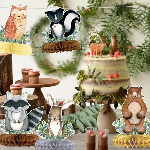 9 قطع زينة مركزية للطاولة بنمط حيوانات الغابة وحيوانات الغابة وحفلات استقبال المولود وديكورات عيد الميلاد بطابع الغابة وديكورات حفلات استقبال المولود الجديد in Kuwait