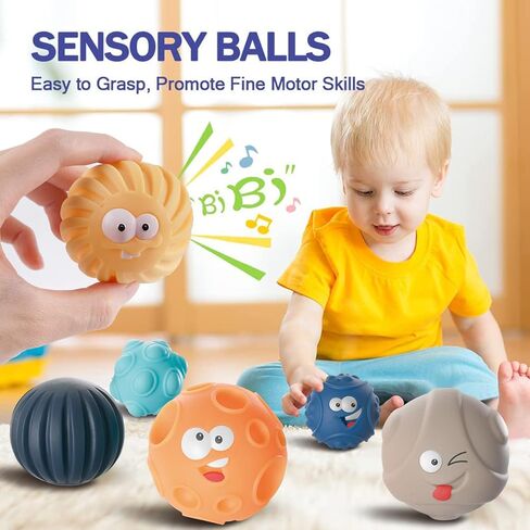 3 قطع من ألعاب الأطفال من عمر 6 إلى 12 شهرًا، ألعاب التسنين الأساسية لحديثي الولادة لمدة 6 12 18 شهرًا هدايا للأولاد والبنات والرضع والأطفال الصغار، مكعبات بناء حلقات تراص وكرات حسية للأطفال من سن 6 إلى 12 شهرًا in Kuwait