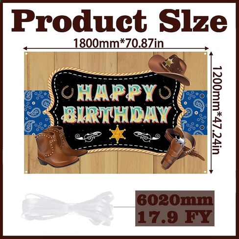 Wild West Cowboy Happy Birthday Party Photo Photography Prop Booth Background Banner Western Country Cowboy Party, Baby Shower Party, Western Themed Party Decorations 70.87x47.24in-BECKTEN in Saudi Arabia