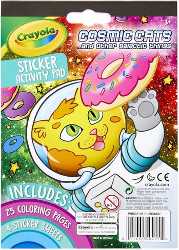 Crayola Sticker Activity & Coloring Pad, Cosmic Cats, 25 Cat Coloring Pages & 4 Sticker Sheets, Gift for Kids in Saudi Arabia