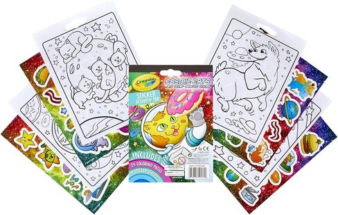 Crayola Sticker Activity & Coloring Pad, Cosmic Cats, 25 Cat Coloring Pages & 4 Sticker Sheets, Gift for Kids in Saudi Arabia