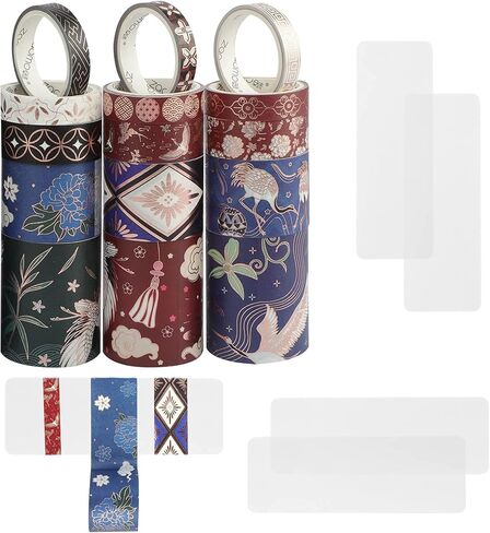 VIPITH Washi Tape,15 Rolls 8/10/15/30/50mm Wide Washi Masking Tape Set with Four Tape Sub-mounting Boards,Decorative for Craft,Kids,Scrapbook, Arts, DIY Crafts,Card/Gift Wrapping in Kuwait