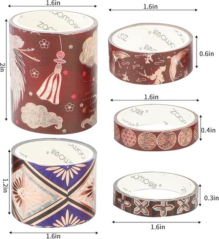 VIPITH Washi Tape,15 Rolls 8/10/15/30/50mm Wide Washi Masking Tape Set with Four Tape Sub-mounting Boards,Decorative for Craft,Kids,Scrapbook, Arts, DIY Crafts,Card/Gift Wrapping in Kuwait