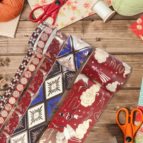 VIPITH Washi Tape,15 Rolls 8/10/15/30/50mm Wide Washi Masking Tape Set with Four Tape Sub-mounting Boards,Decorative for Craft,Kids,Scrapbook, Arts, DIY Crafts,Card/Gift Wrapping in Kuwait