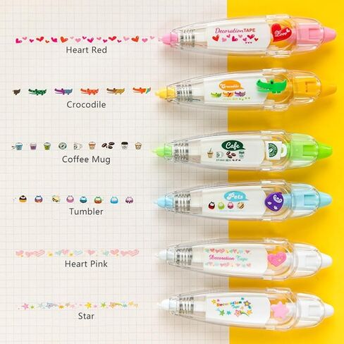 HYOIIO 3 قطع قلم شريط جيب - DIY حيوانات لطيفة اضغط على قلم تزيين، 2023 شريط واشي تصحيح جديد لأظرف القصاصات الثابتة in Kuwait