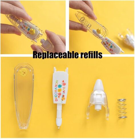 HYOIIO 3 قطع قلم شريط جيب - DIY حيوانات لطيفة اضغط على قلم تزيين، 2023 شريط واشي تصحيح جديد لأظرف القصاصات الثابتة in Kuwait