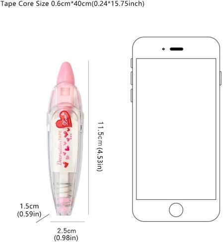 HYOIIO 3 قطع قلم شريط جيب - DIY حيوانات لطيفة اضغط على قلم تزيين، 2023 شريط واشي تصحيح جديد لأظرف القصاصات الثابتة in Kuwait