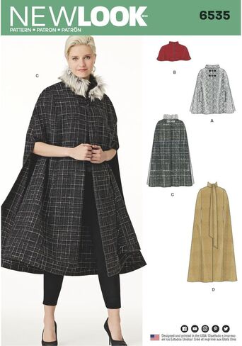 NEWLOOK Sewing Pattern D0730/6535 - Misses' Capes in Four Lengths, A (6-8-10-12-14-16-18-20-22-24) in Saudi Arabia
