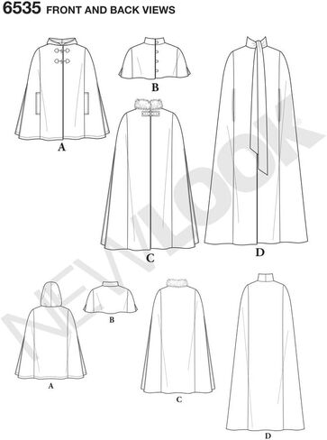 NEWLOOK Sewing Pattern D0730/6535 - Misses' Capes in Four Lengths, A (6-8-10-12-14-16-18-20-22-24) in Saudi Arabia