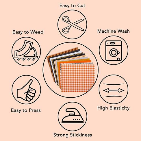 حزمة HTV من الفينيل نقل الحرارة - حديد هالوين لامع على الفينيل والبرتقالي منقوشة بو فينيل، 12 حزمة من 12 بوصة × 10 بوصة HTV الفينيل للهدايا التي شيرت DIY بواسطة Cricut ، خيال كامو أو آلة الضغط الحراري in Kuwait