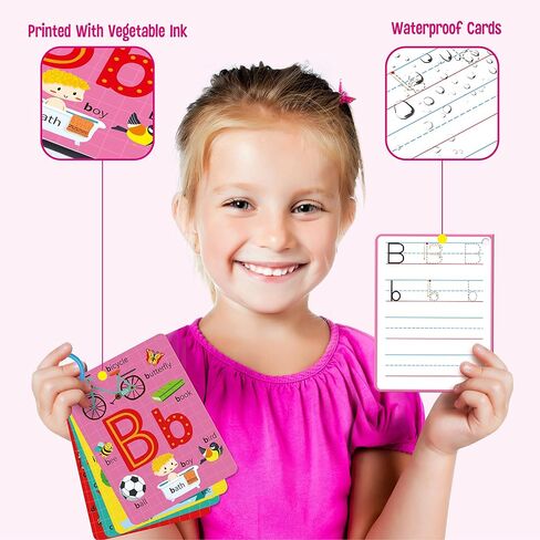 31 PCS Alphabet Flash Cards, Double-Sided Printing Dry Erase Letters Sight Words and Number Learning Cards Letter Tracing Practice Cards for Preschool, Kindergarten (2 Reclosable Rings & 2 Markers) in Saudi Arabia