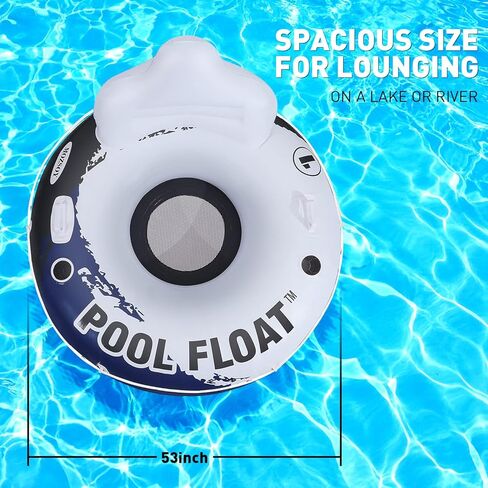 【2 Pack】 Pool Floats River Raft Inflatable Tube 53 "Large Diameter, Water Float to Lounge Above Lake and River, Outdoor Water Tube Sport Fun, Recreational Use, Two Grip Handles, Cup Holder, Grab Rope in Kuwait
