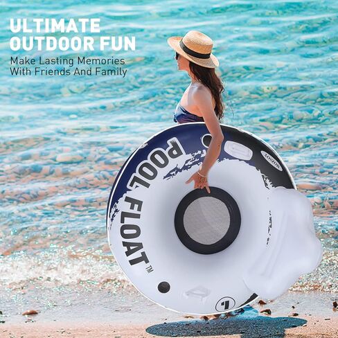 【2 Pack】 Pool Floats River Raft Inflatable Tube 53 "Large Diameter, Water Float to Lounge Above Lake and River, Outdoor Water Tube Sport Fun, Recreational Use, Two Grip Handles, Cup Holder, Grab Rope in Kuwait