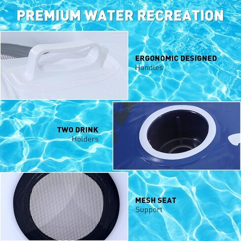 【2 Pack】 Pool Floats River Raft Inflatable Tube 53 "Large Diameter, Water Float to Lounge Above Lake and River, Outdoor Water Tube Sport Fun, Recreational Use, Two Grip Handles, Cup Holder, Grab Rope in Kuwait
