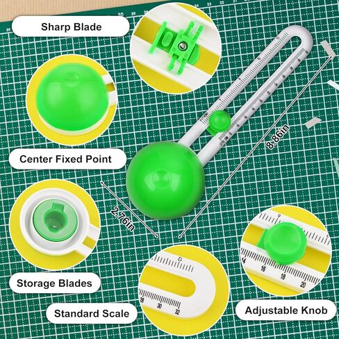 قاطعة ورق دائرية فازيويار، قاطعة دائرية، قاطعة دائرية للحرف الورقية، هدايا للأطفال (أخضر) in Kuwait