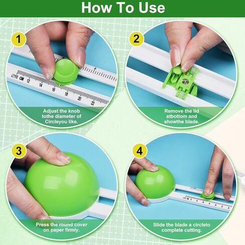 قاطعة ورق دائرية فازيويار، قاطعة دائرية، قاطعة دائرية للحرف الورقية، هدايا للأطفال (أخضر) in Kuwait
