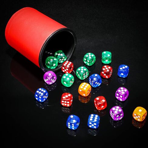 Zhanmai 6 Pcs Dice Cup for Farkle Game PU Leather Cup of Dice Dice Stacking Cup with 36 Colorful Dice 6 Farkle Scorecards Dice Set for Yahtzee Dice Games Family Party Supplies in Saudi Arabia