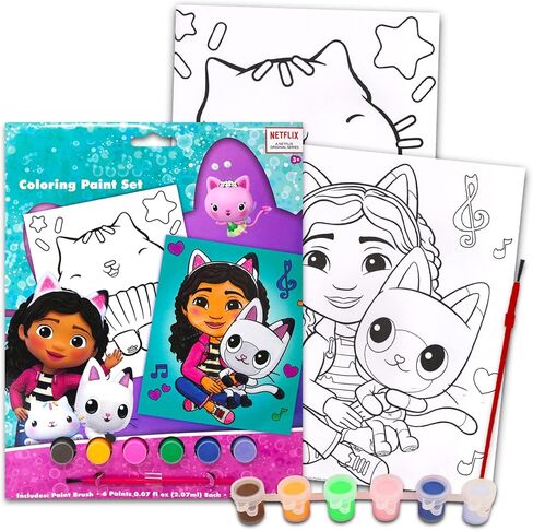 مجموعة طلاء ملصقات بيت الدمى من غابي - حزمة مع مجموعة طلاء بيت الدمى من غابي، وكتاب تلوين بيت الدمى من غابي، والملصقات، والمزيد | لوازم حفلات بيت الدمى من غابي in Kuwait