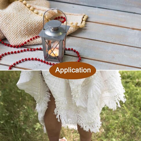 Uxcell 20 ياردة بوم بوم الكرة هامش تقليم، الشريط الخياطة ملحق DIY الحرف اليدوية للمنزل ستارة الملابس وسادة الديكور (10 مم، أبيض) in Kuwait