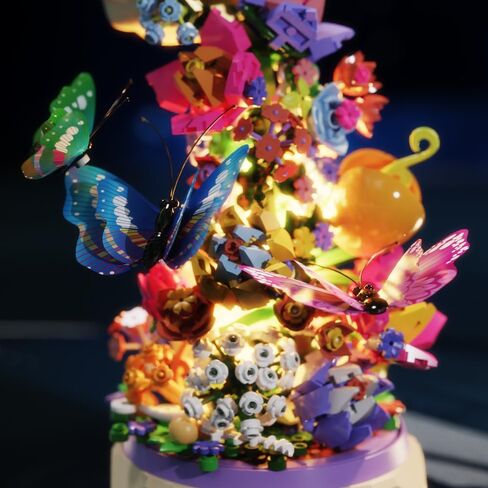 ميزيوندي مجموعة بناء صندوق دوار للموسيقى، مجموعة بناء الزهور - مع ضوء، عيد الحب، هدية عيد الميلاد، مجموعات بناء نباتات الحديقة in Kuwait