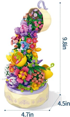 ميزيوندي مجموعة بناء صندوق دوار للموسيقى، مجموعة بناء الزهور - مع ضوء، عيد الحب، هدية عيد الميلاد، مجموعات بناء نباتات الحديقة in Kuwait