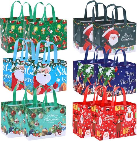 12 قطعة من حقائب هدايا عيد الميلاد للعائلات والأصدقاء، حقائب جودي كبيرة مقاس 12.6 بوصة × 9.8 بوصة × 6.7 بوصة، وحقيبة يد هدايا سانتا كلوز غير منسوجة، وحقائب هدايا الحفلات، وحقائب هدايا عيد الميلاد متعددة الاستخدام وحقائب الدمى للأطفال in Kuwait
