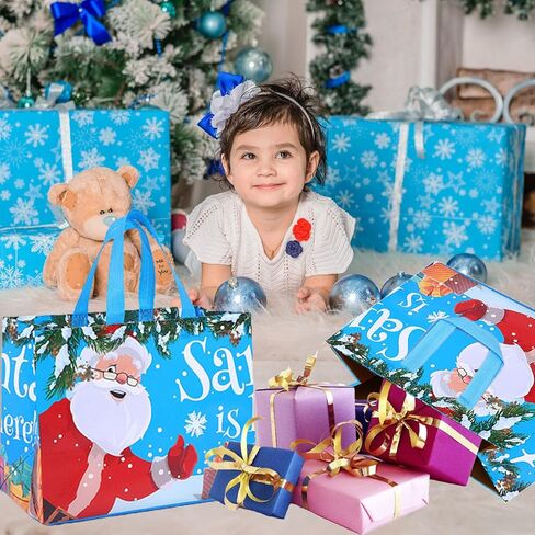 12 قطعة من حقائب هدايا عيد الميلاد للعائلات والأصدقاء، حقائب جودي كبيرة مقاس 12.6 بوصة × 9.8 بوصة × 6.7 بوصة، وحقيبة يد هدايا سانتا كلوز غير منسوجة، وحقائب هدايا الحفلات، وحقائب هدايا عيد الميلاد متعددة الاستخدام وحقائب الدمى للأطفال in Kuwait